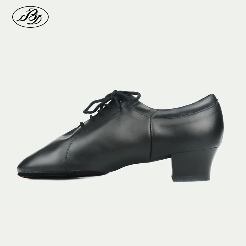 BD Men Latin Dance Shoes Genuine Leather Split Outsole Dancing Shoe Ballroom Dancesport Dance Sneake Shoe Samba Chacha Jive