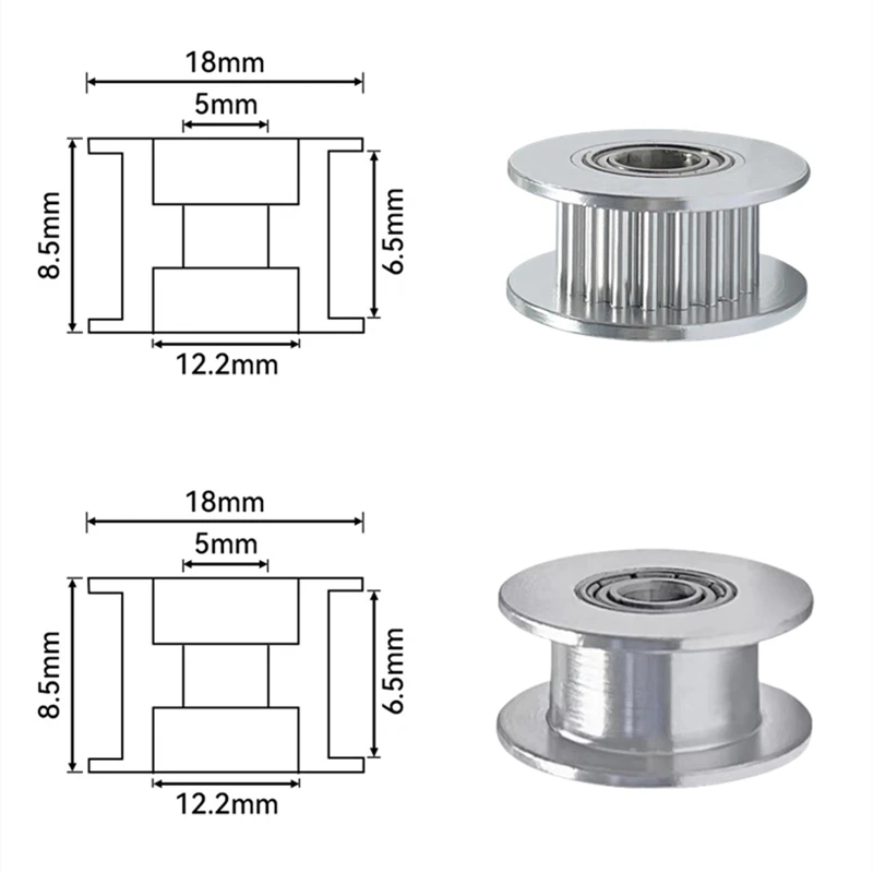 1 Set Aluminium GT2 20T Umlenkrolle mit 5M hochwertigem 2GT Zahnriemen 6mm Kit 20 Zähne Umlenkrolle Bohrung 5mm für 2GT 3D-Drucker-Teile – Detail 2