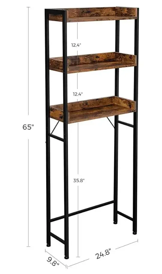 Brown Living Room Toilet Storage Rack Space Saver Bathroom Rack Metal Toilet Rack