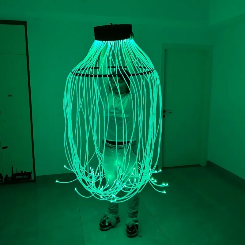 LED 회전 램프 댄스 회전 소품 풀 컬러 발광 섬유 댄스 소품 해파리 서커스 가이드 라이트 스트립 파티 레이브 무대