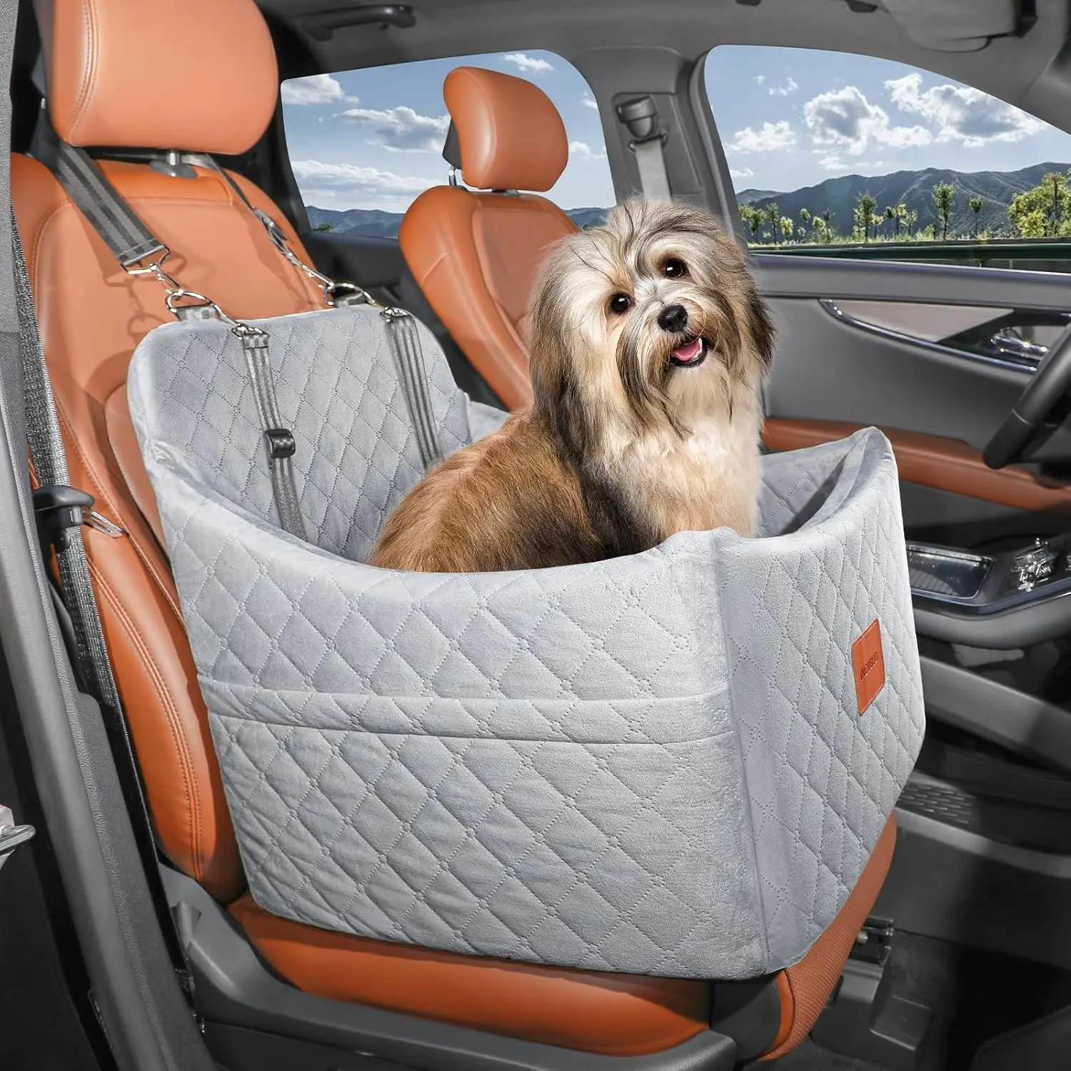 Asiento elevador viaje perros pequeños con cinturón de seguridad - imagen 3