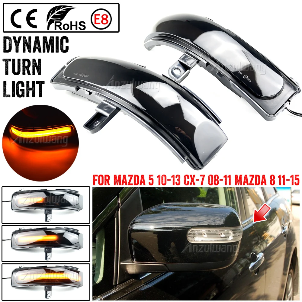 

For Mazda 5 2010-2013 CX-7 2008-2011 8 2011-2015 Dynamic Turn Signal Light Side Mirror Sequential Blinker