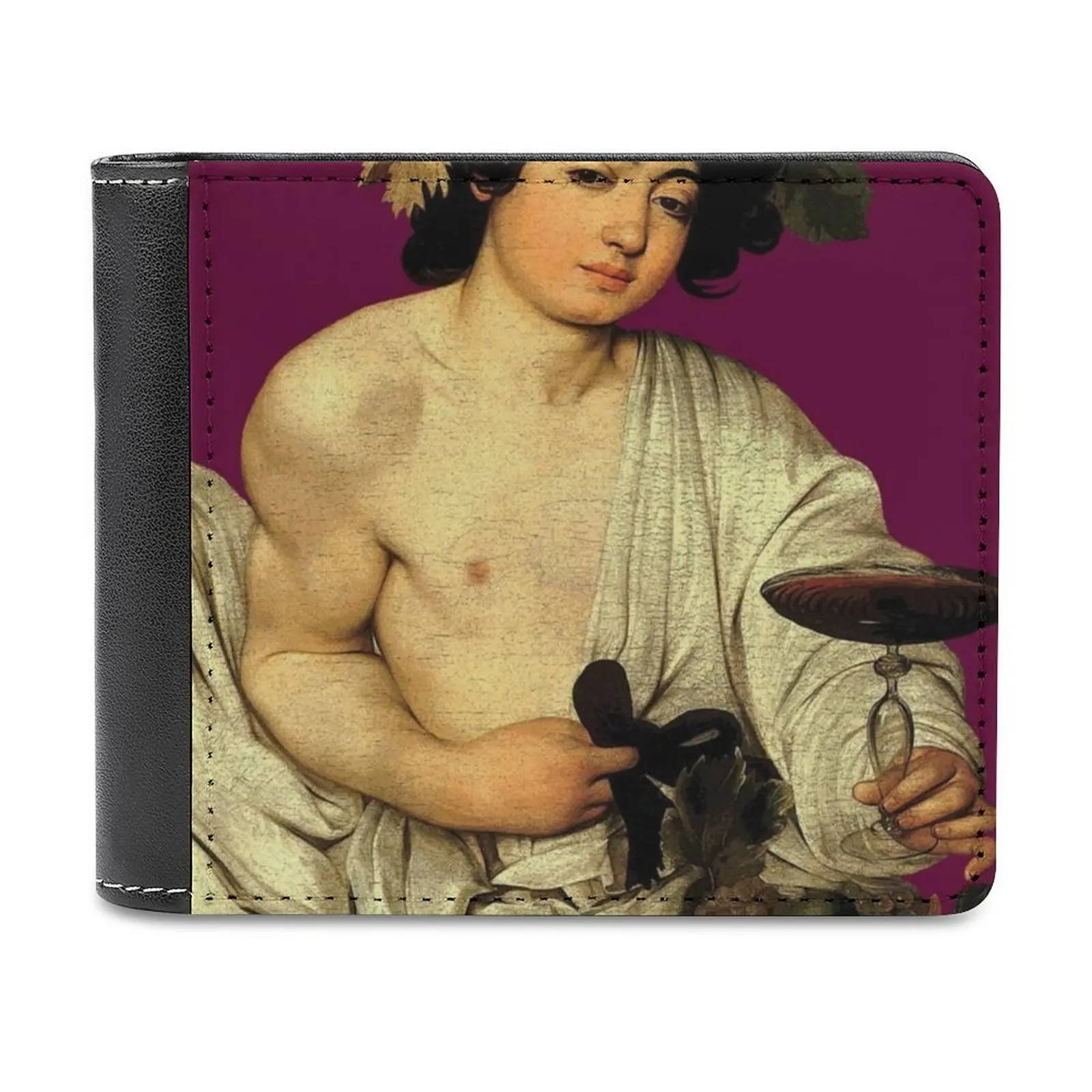 Bacchus Soft Men Wallets New Purse Credit Card Holders For Male Purses Men Wallet Bacchus Art History Baroque Caravaggio