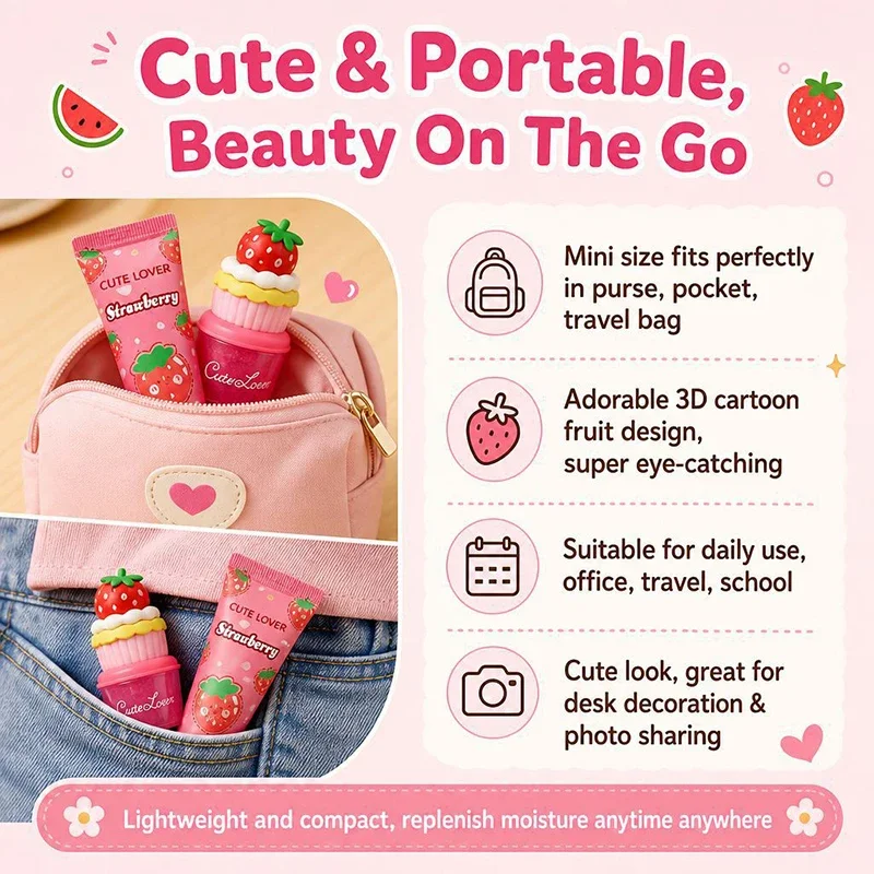 Cute Ice Cream Shaped Hand Lip Set Fruit Flavored Portable Moisturizing Hand Cream+lip Moisturizing Combination Holiday Gift Box