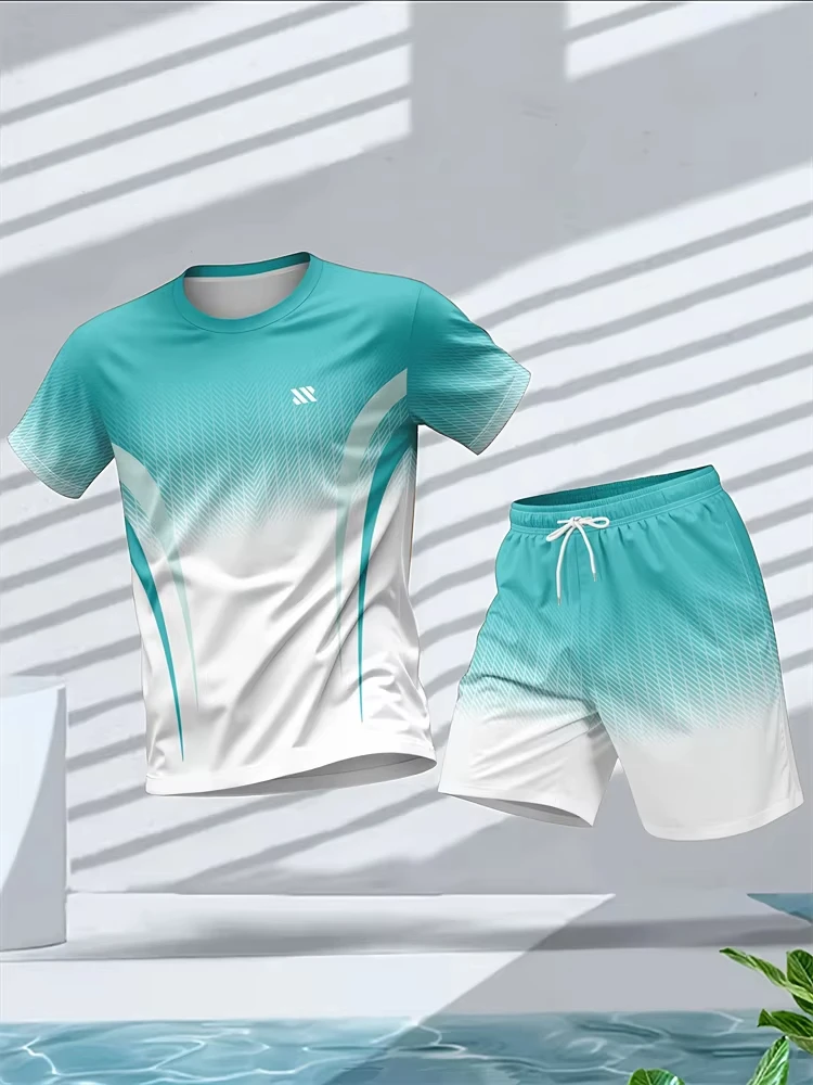 Summer New Arrival Sportswear Set Men's Fashion Training Suit Outdoor Running Set Short-Sleeve T-Shirt and Shorts Fitness Set view 6