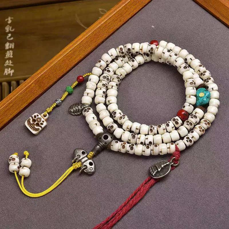 

Ancient 108 Buddhist Prayer Beads Tibetan Style Multi-Circle Bracelet With Turquoise Accessories