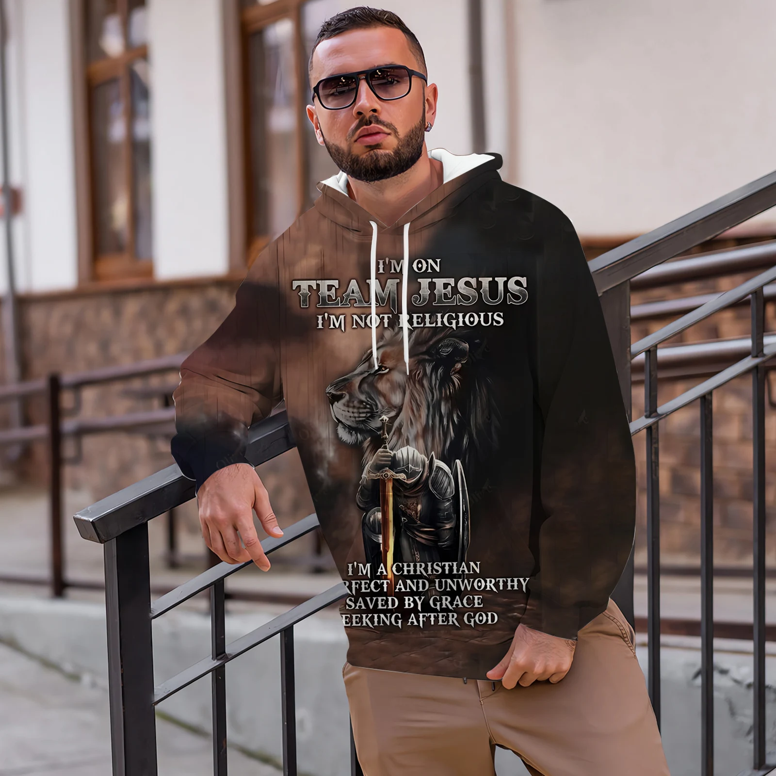 HX Christ Fans Hoodies I Am on Team Jesus 3D Printed Sweatshirt Zip Hoodie Coat Fashion Sportwear Christian Believers Gifts