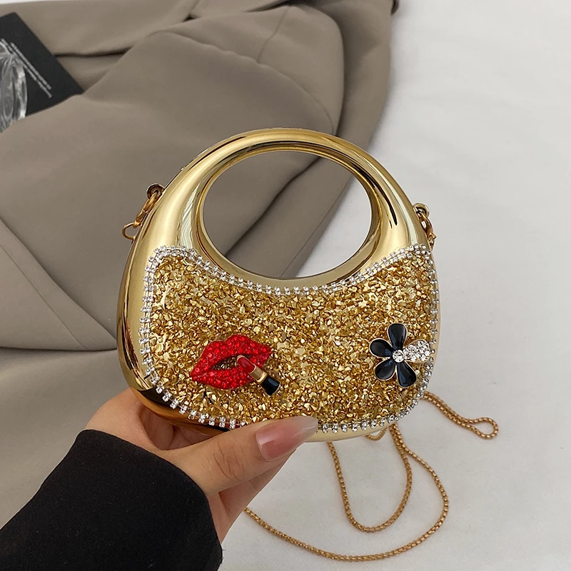 

Super Mini Lipstick Bag Lady LuxuryRhinestones Wedding Purse Fashion Evening Clutch Bag Women Elegant Chain Crossbody Bag