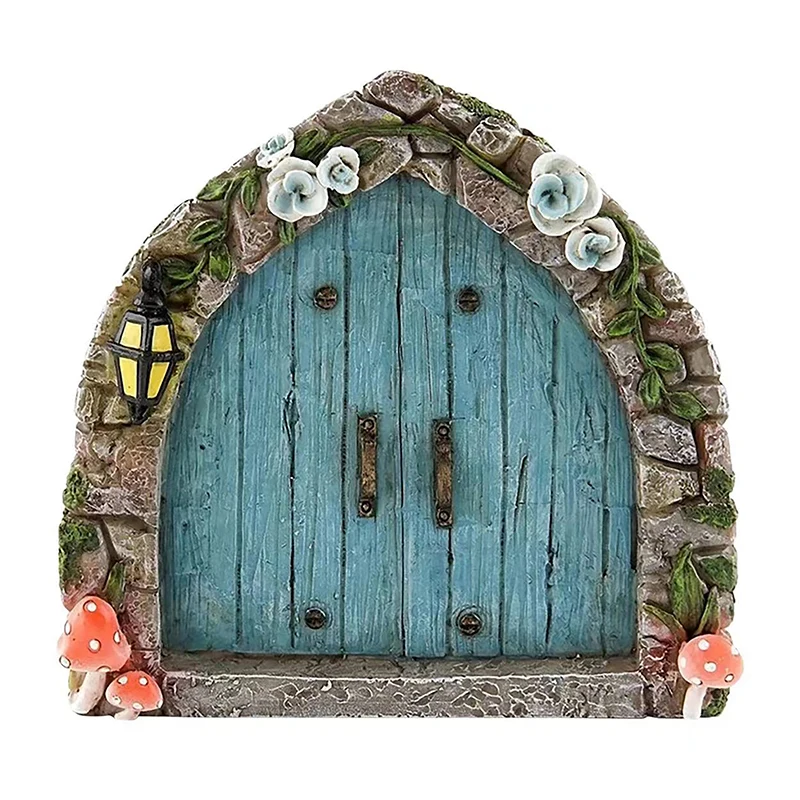 Miniature Fairy Gnome Door Figurines Elf Home For Yard Art Garden Tree Sculpture Statues Decor Outdoor Decor Fairy Garden Door