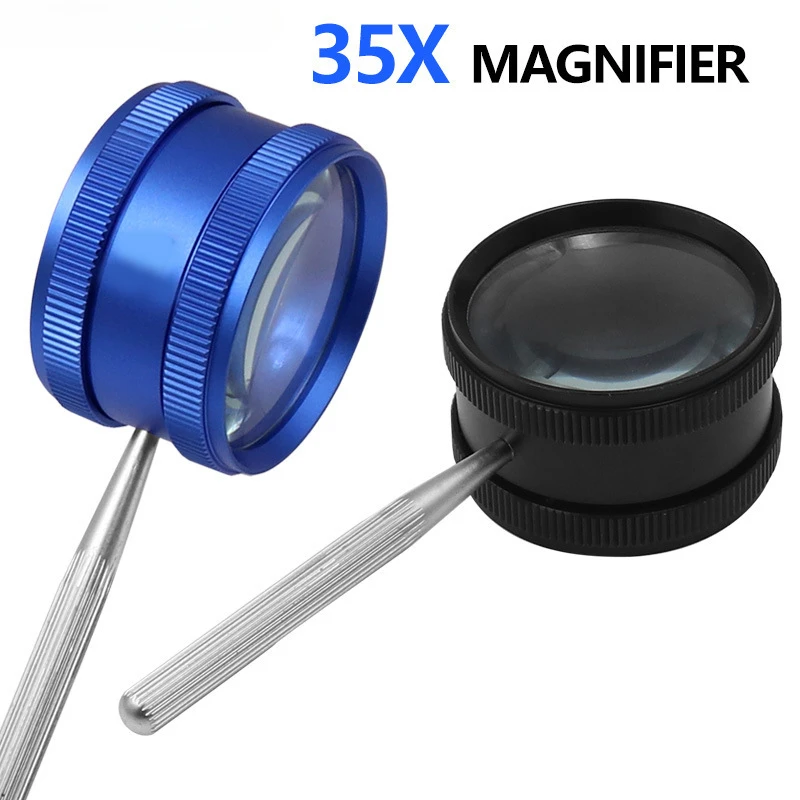 

35X Handheld Magnifier With Metal Sleeve Magnifying Glass For Identification Antique Stamps Jewelry Diamond Lupas