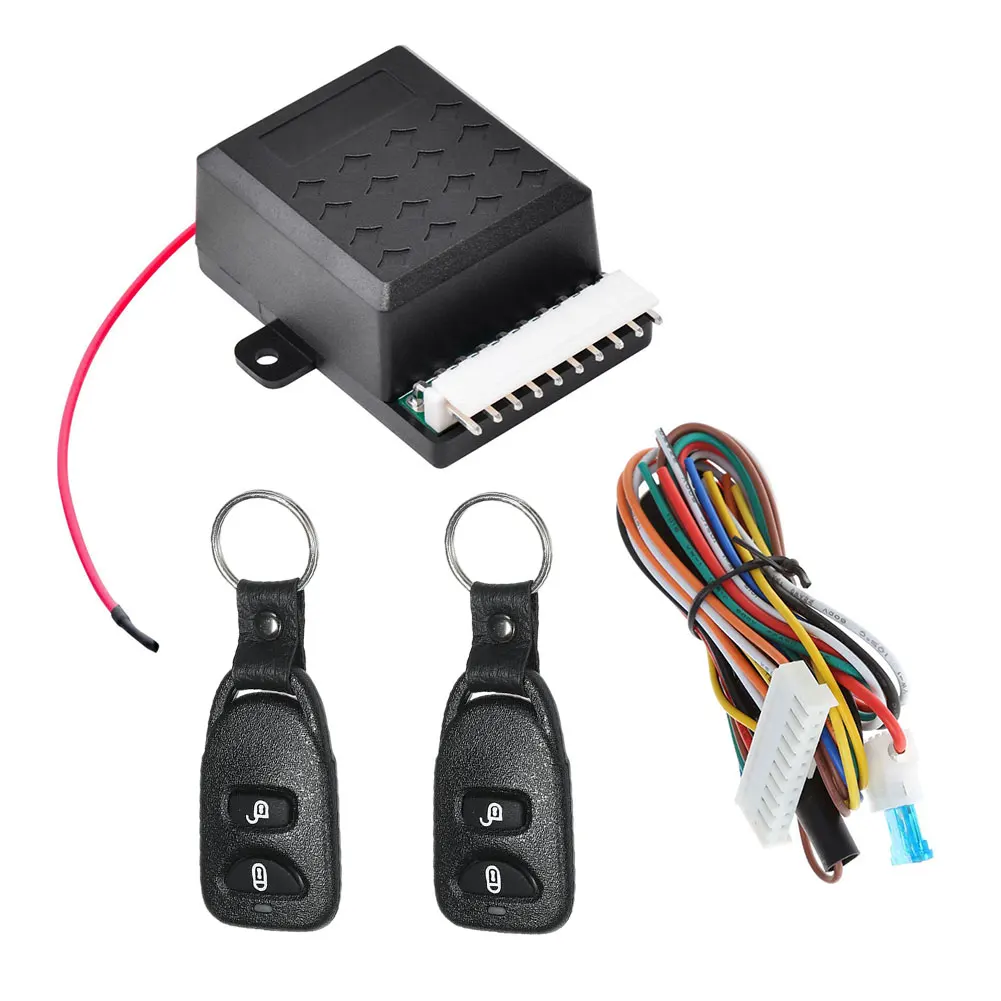 12V Auto Locking Keyless Entry Kit Portable Vehicle Door Lock Anti-Theft System Car Door Lock with 2 Remote Control