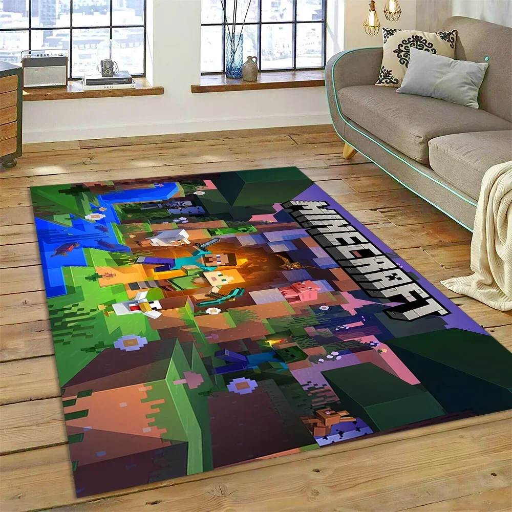Games 3D Sandbox Pixel Cartoon Area Rug,Carpet Rug for Living Room Bedroom Sofa Doormat Decoration, Kids Non-slip Floor Mat Gift