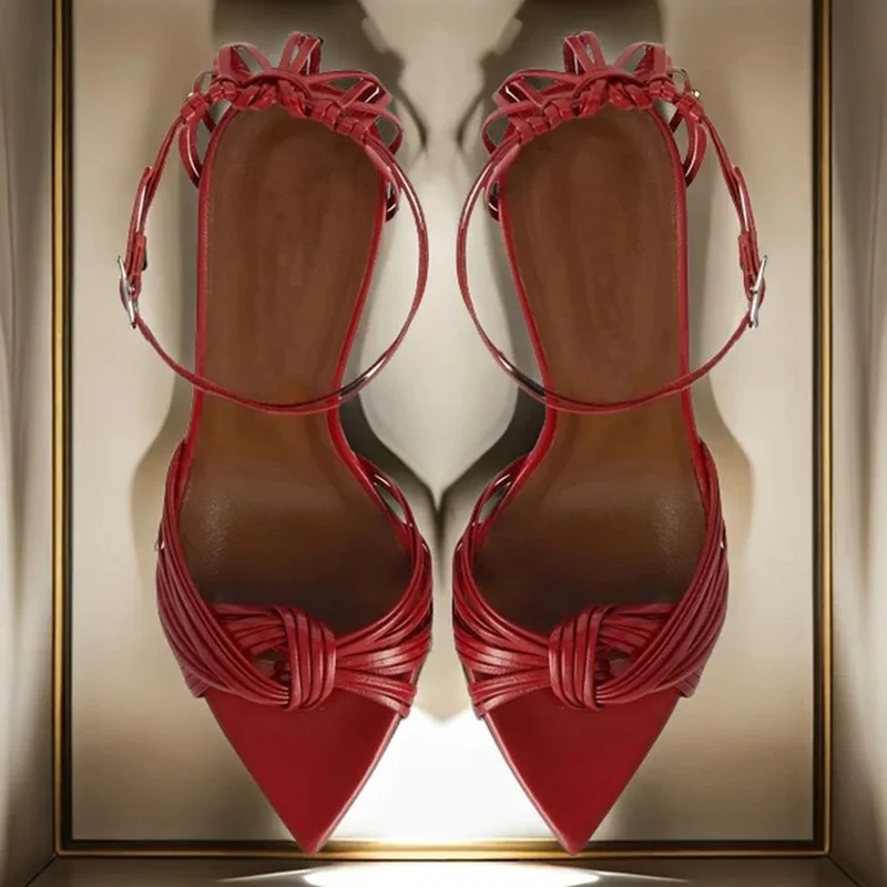New Red Pointed Toe Sandals Women Stiletto High Heels Women Sandals Dress Shoes Women Sandalias Female sandalias de las mujeres