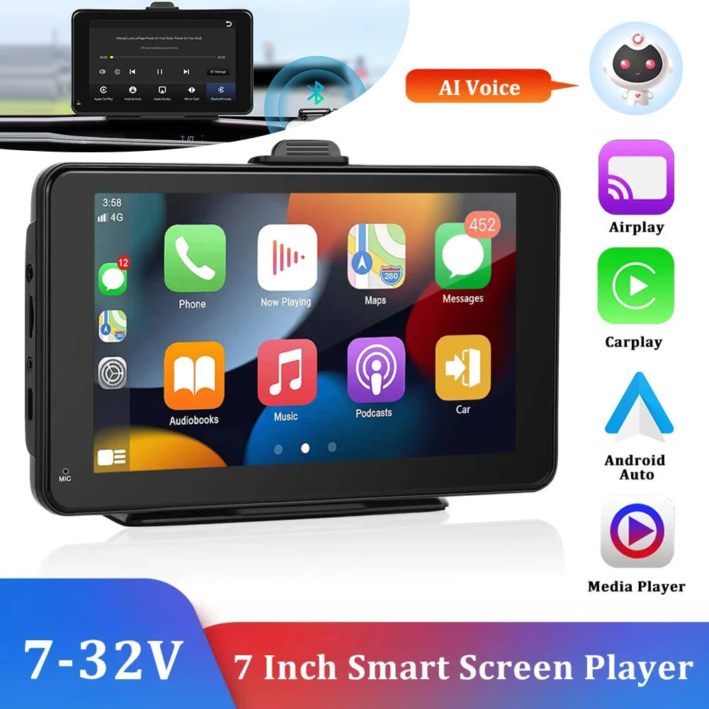 

Portable Car Play Screen Multimedia Player With Bluetooth-compatible Support Android-compatible Auto