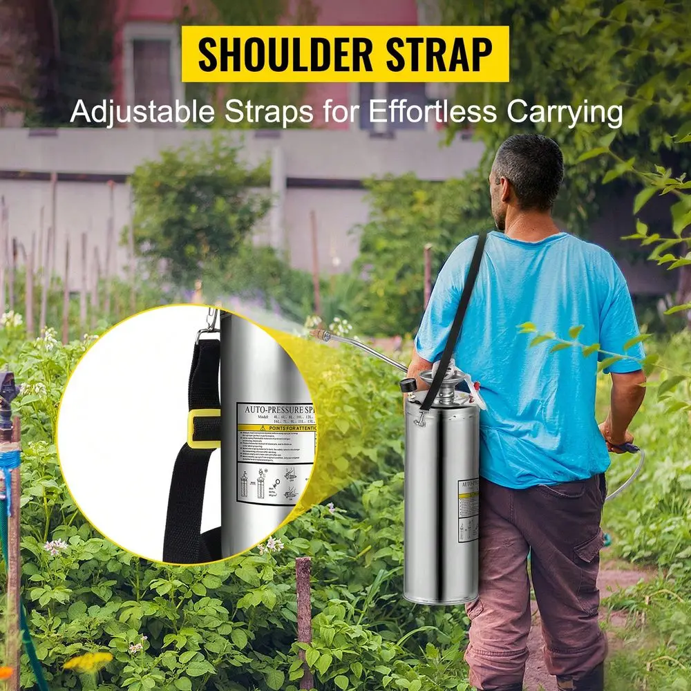 

Steel Sprayer Set With 20 Wand Handle 3FT Reinforced Hose Hand Pump Sprayer With Pressure Gauge Safety Valve Adjustable Nozzle