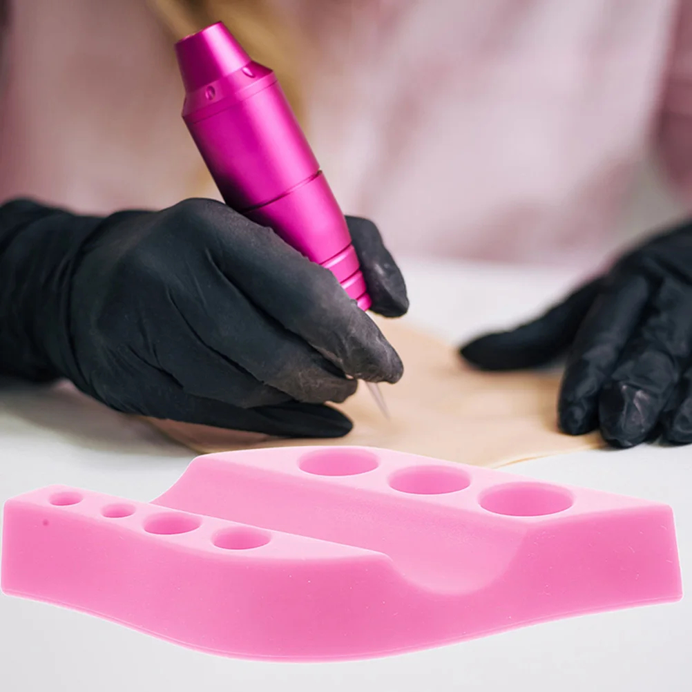 

2 Pcs Silicone Tattoo Pen Stand for Microblading Ink Cup Holder with Pink Color 2 Beauty Accessories Tool
