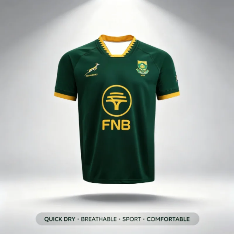 26-27 South Africa Springboks Rugby-Trikot, Herren- und Damen-T-Shirt, atmungsaktiv, schnelltrocknend, Streetwear-Kleidung, Eltern-Kind-Set – Detail 3