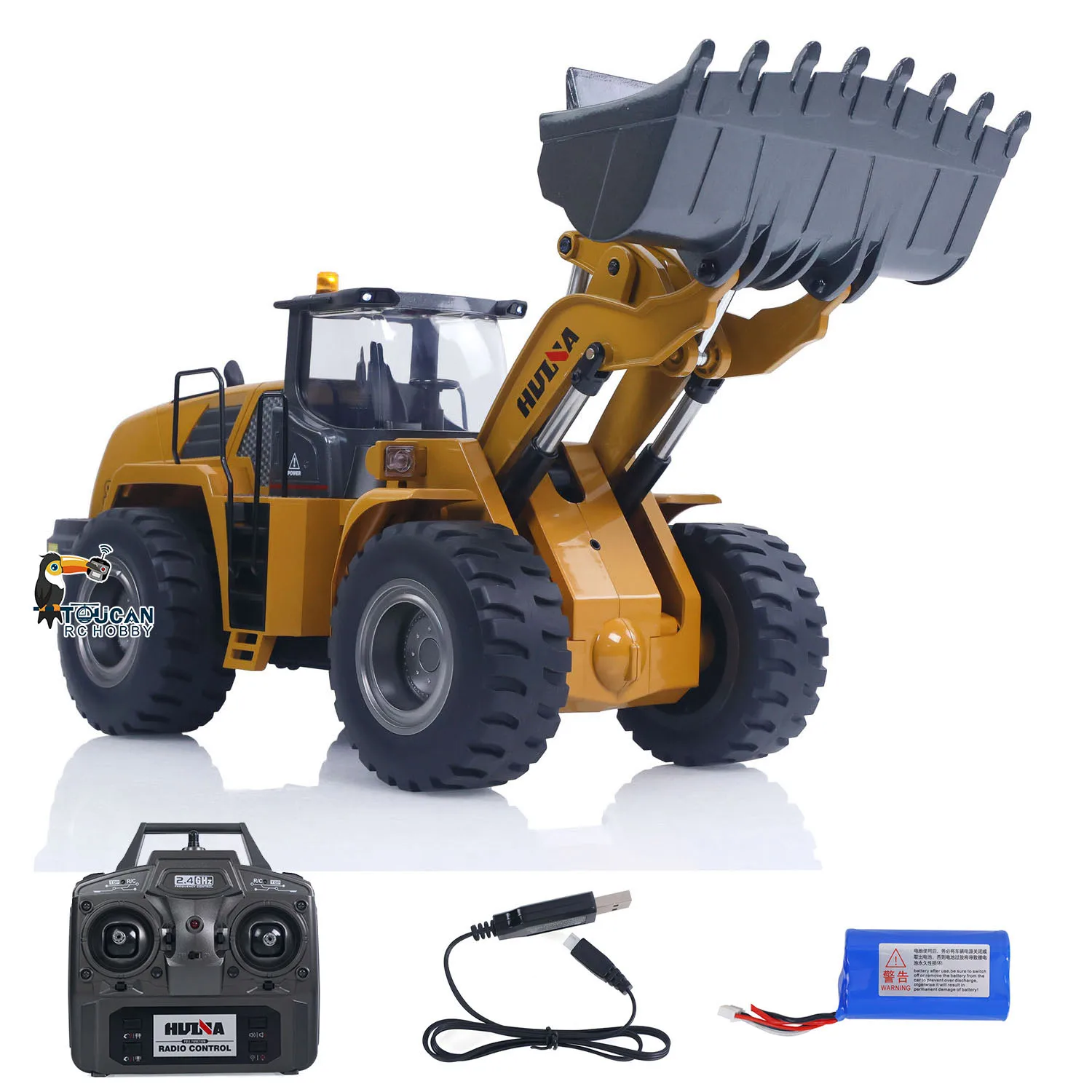 US Sale HUINA 2.4G Radio Controlled Loader 1/14 1583 Electric Lifting System Lights Sound RC Construction Vehicle Assembled Toys
