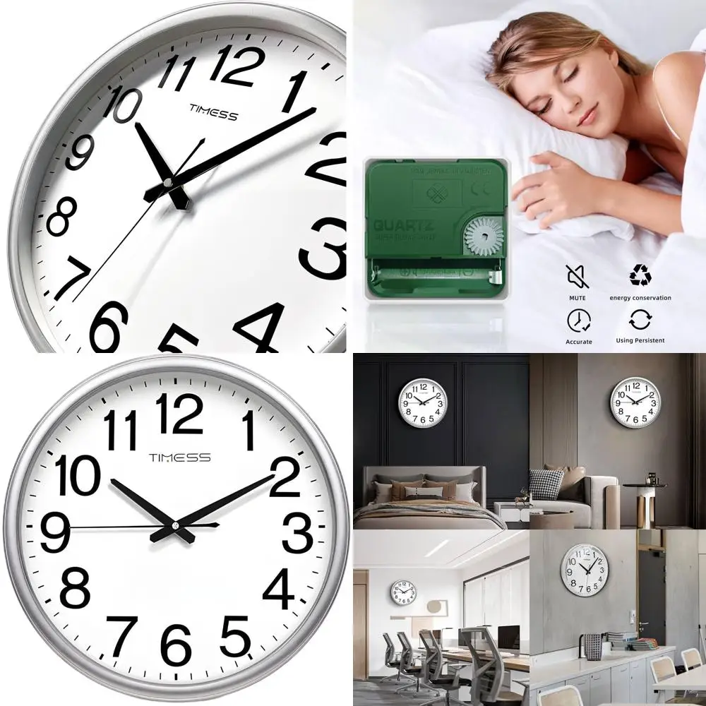 

16 Inch Silent Battery-Powered Analog Wall Clock, Stylish Quartz Movement, Ideal for Modern Home and Office Decor