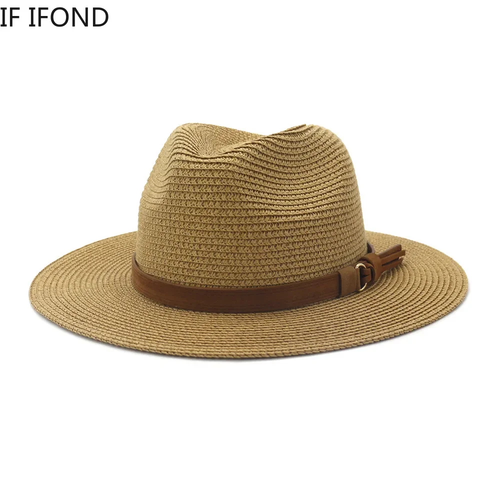 Small 52-54cm Kids Hats For Boys Girls Summer Sun Protection Beach Straw Hats Outdoor Holiday Panama Jazz Hat Sombreros De Mujer