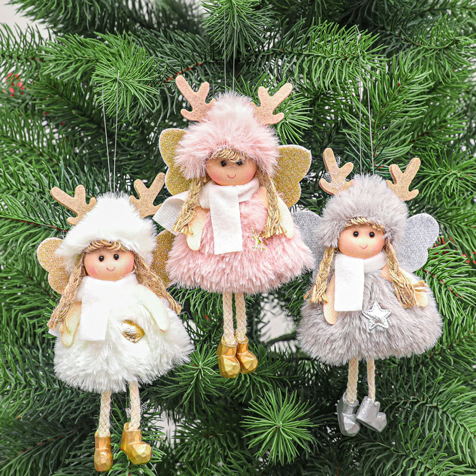 2023 Christmas Ornament Exquisite Net Yarn Plush Ballerina Girl Doll Christmas Tree Pendant New Year Christmas Decoration Gift