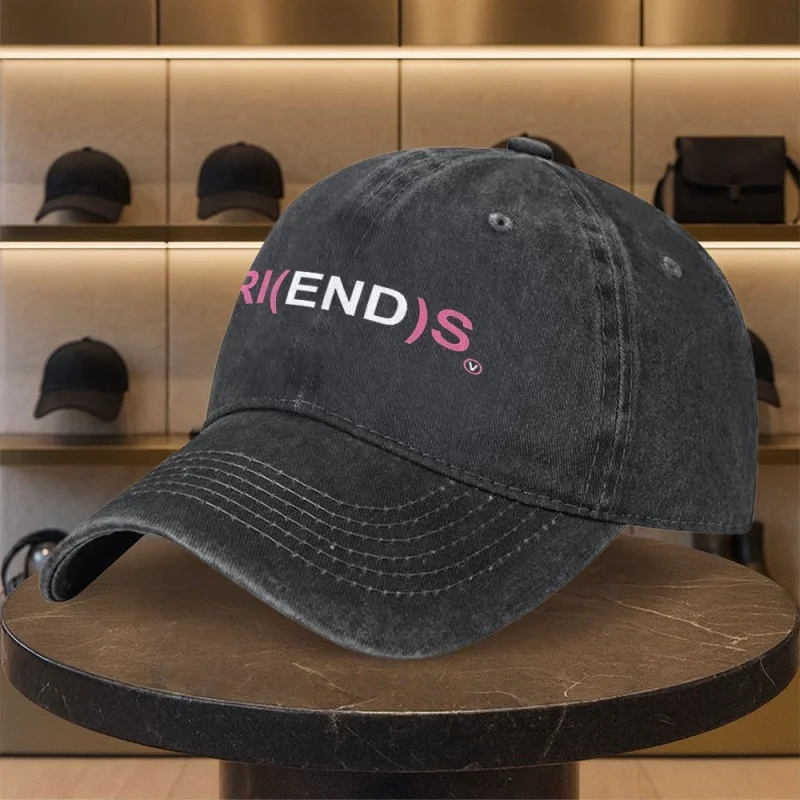 Casual Friendship Text Printed Washed Baseball Cap Unisex Fashion Hat for Daily Commuting