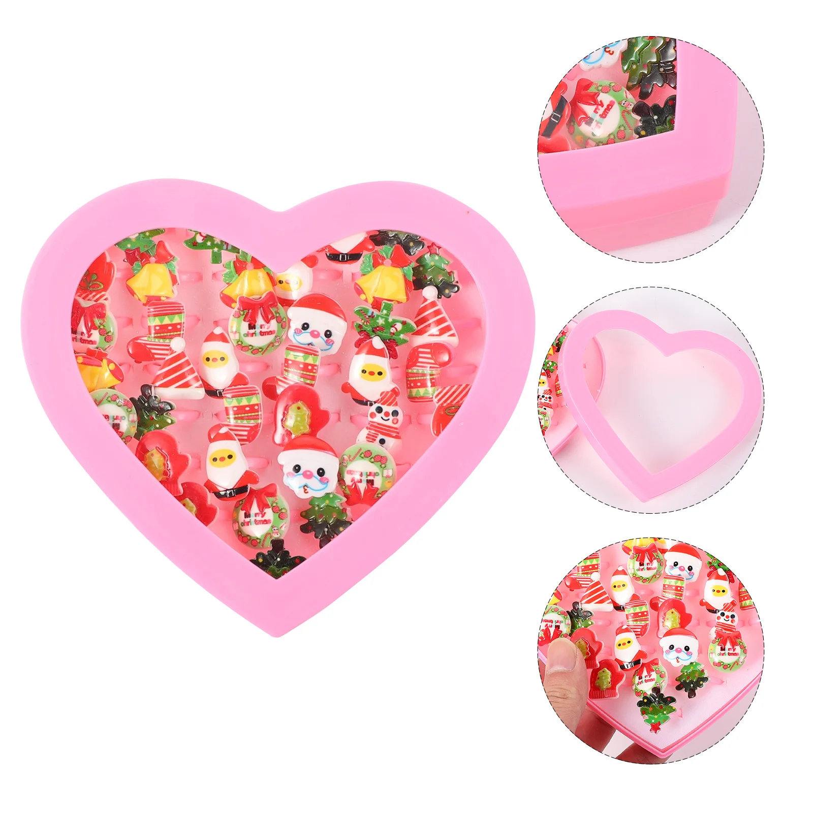 36Pcs Xmas Kids Rings Plastic Christmas Gift Set Fashion Design Durable Comfortable Easy Carry Multiple Styles 12345