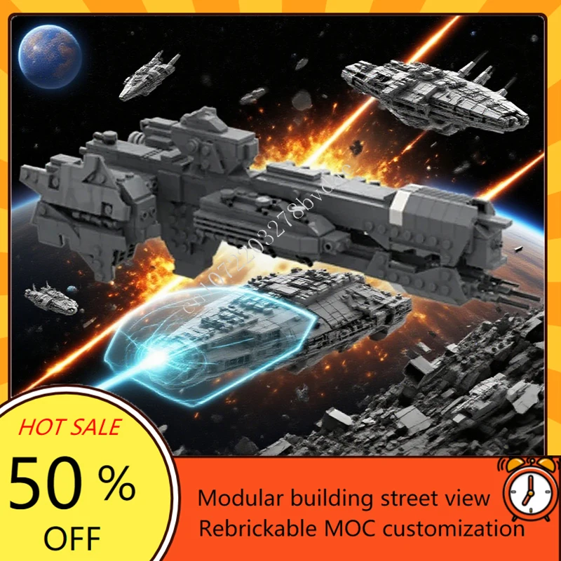 

550PCS Customized MOC Space Battle UNSC Paris-class heavy Frigate Model Custom Puzzles DIY Assembly Xmas Toys Birthday Gifts