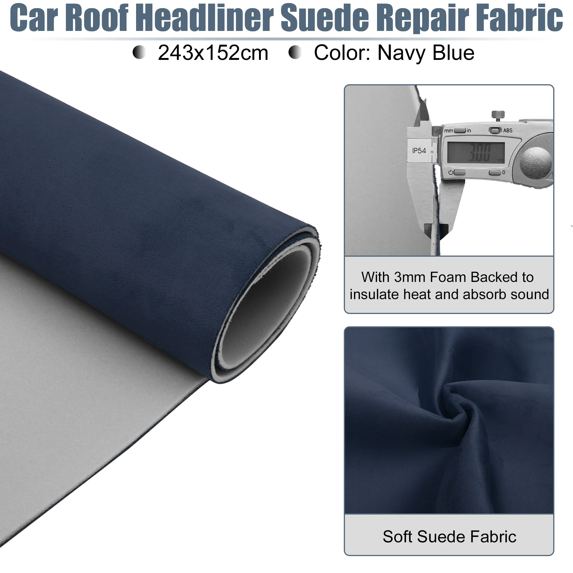UXCELL Suède Headliner Stof Schuimsteun voor Auto Vrachtwagen Interieurbekleding Beschermen Veroudering Gebroken Vervaagd DIY Vervanging 200x152cm