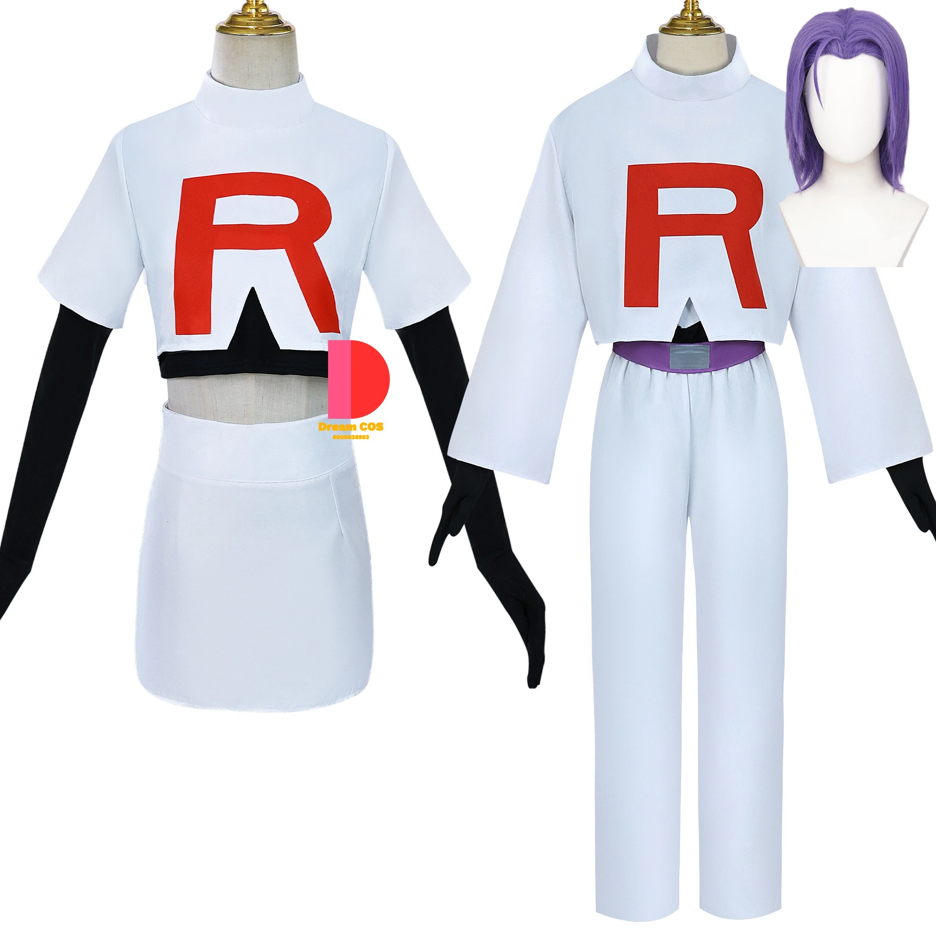 Hot Toys Team Rocket Jessie Musashi James Kojirou Cosplay Costume Game Anime Halloween Carnival Uniform Accessories Comic Con