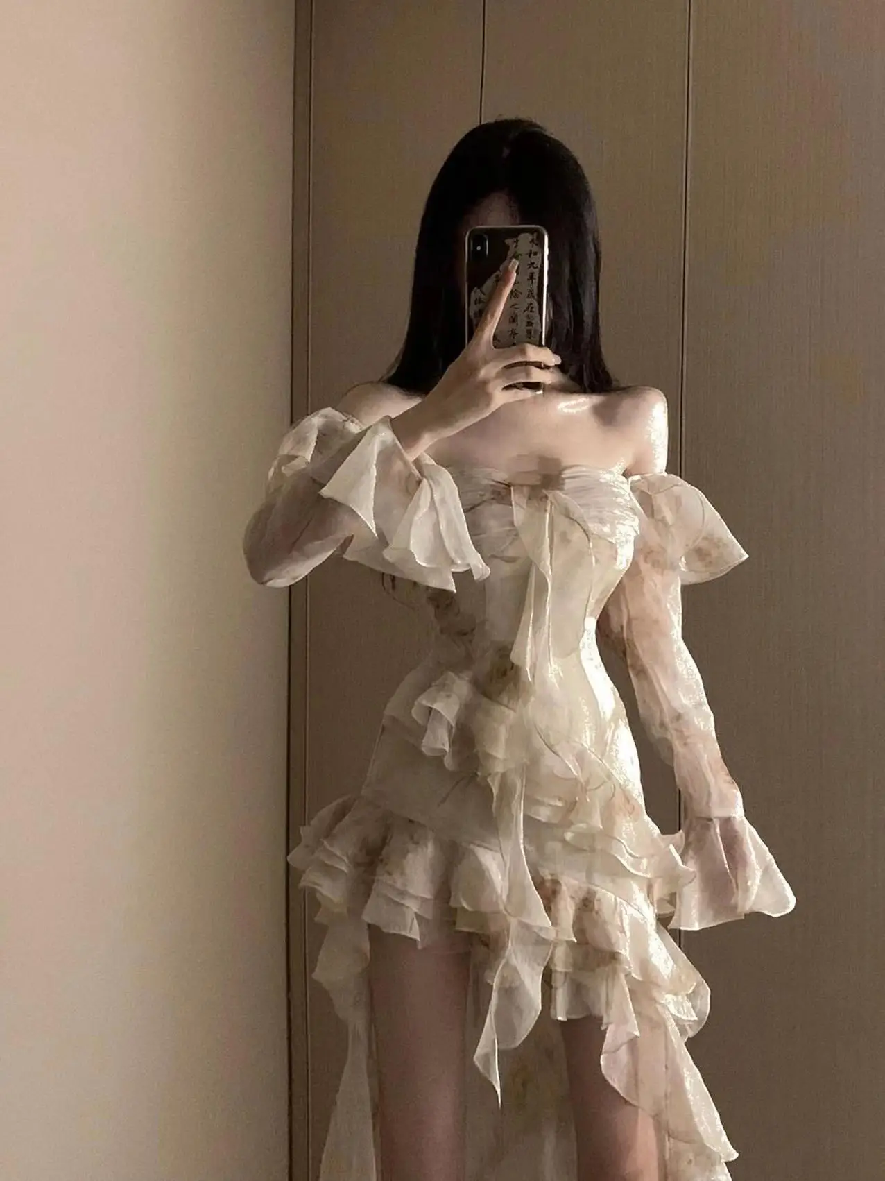 

Женское платье с кружевной отделкой, затягивающее талию, осеннее новое модное платье нестандартной формы S Ele Long Sve off oulder Pure Desire Sle