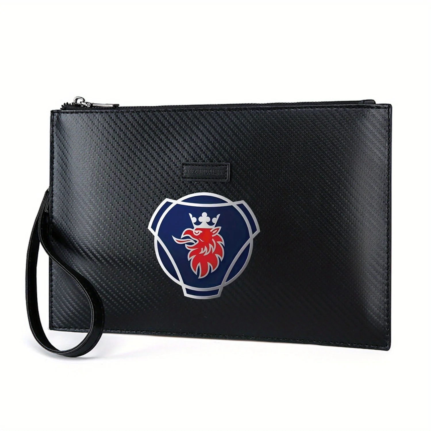 Red griffin wearing crown emblem Elegant Printed PU Men's Handbag Fashionable and Practical for Everyday Carry