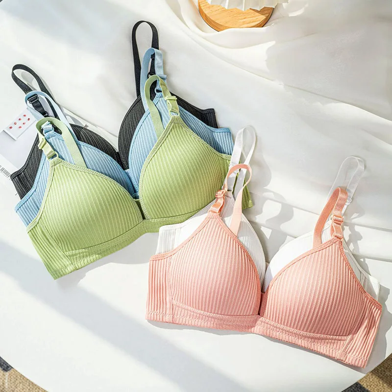 

Cute Color Women's Underwear High School Students Girls' Bra No Steel Ring Bra Thin Gathering Anti Sagging Japanese Bra