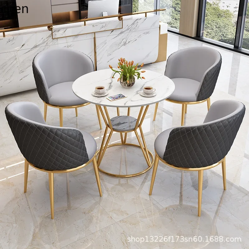 Negotiation Table and Chair Set for Beauty Salon, Milk Tea Shop, Office Rest Area, Reception Table and Chairs