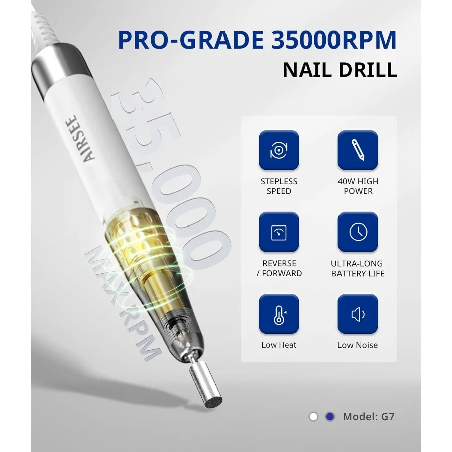 Updated Professional Nail DrillRechargeable Cordless Efile Machine for Acrylic Extension Gel Dip Powder Powerful Portable Efile