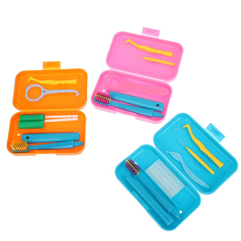 Orthodontic Aligner Tooth Chew Chewies Storage Case Dental Care Kits Invisable Braces Aligners Portable Detachable Toothbrush