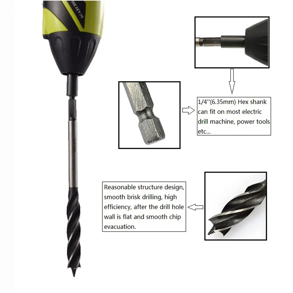 Cortador de madeira Torus Broca, Hex Rod, 4 Flauta, Carpenter Core Bit, 10-25mm