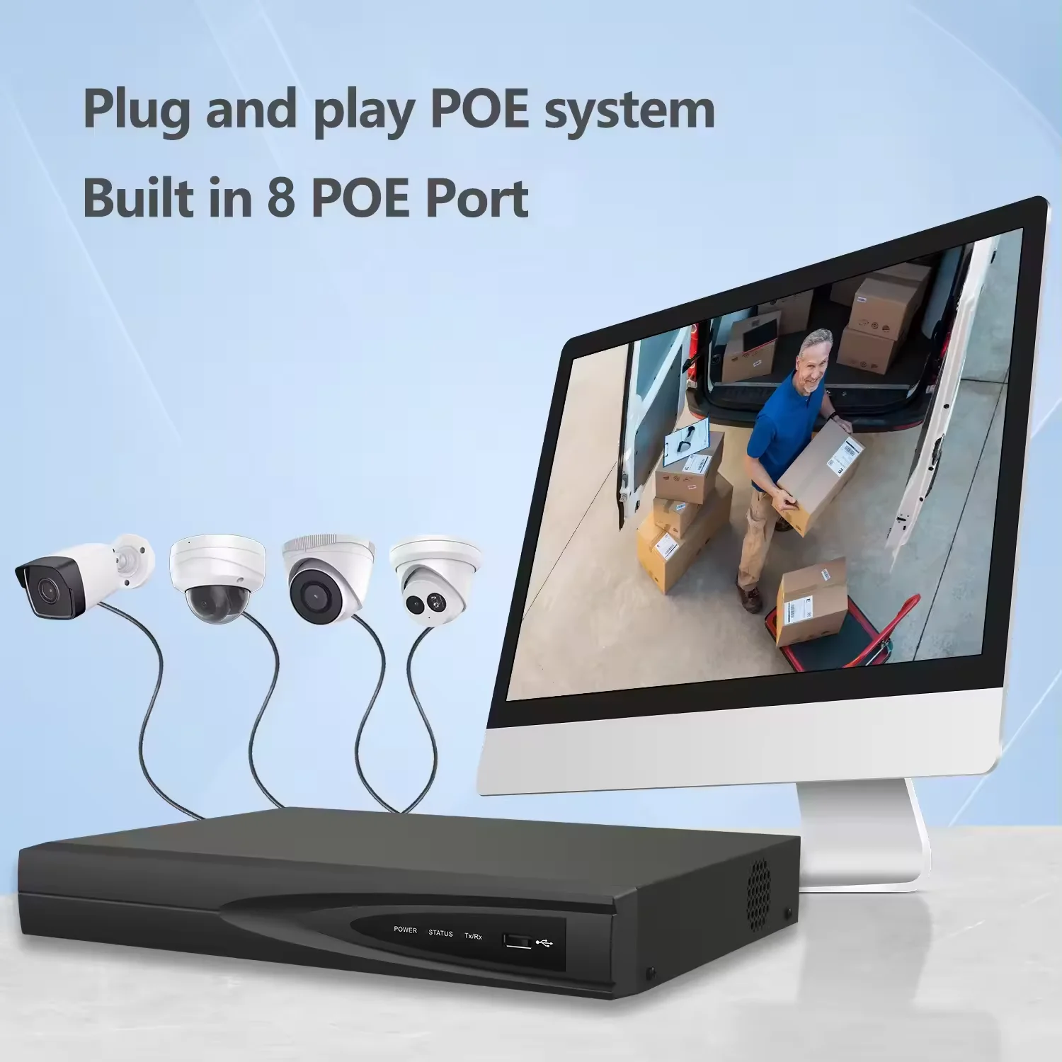 HK OEM 8MP POE NVR 8CH 8POE Port 1SATA interface 8TB max capacity 24/7 recording AI Motion Detection Network Video Recorder