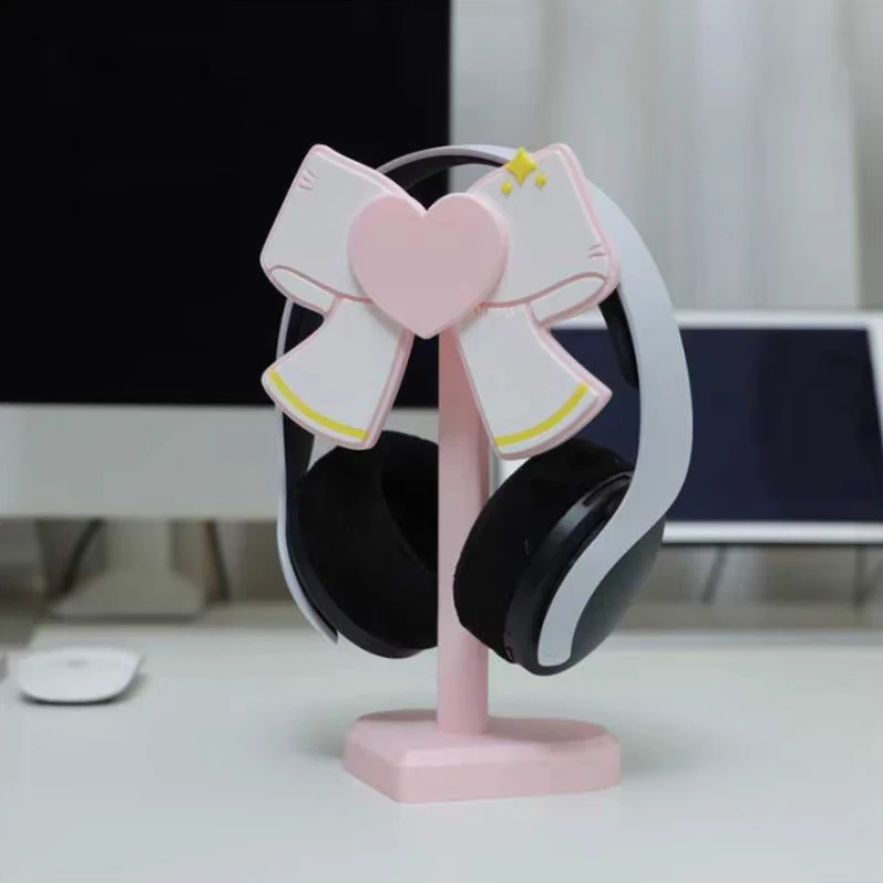 

Bow Shaped Headphone Stand Support Casque Creative Custom PVC Material 3D Printing Cute Pink Headphone Stand Game Accessories