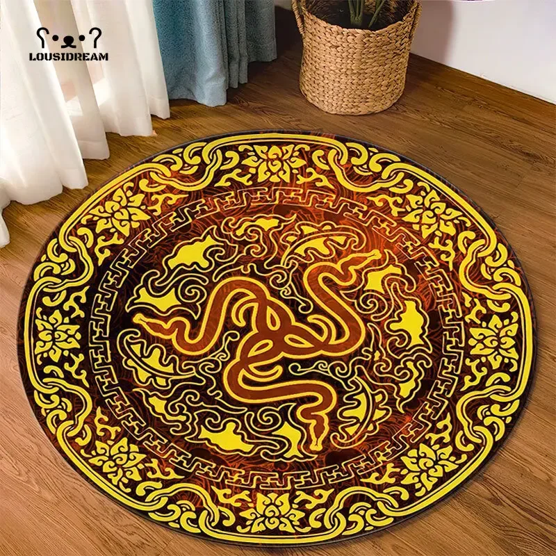 Razer Round Rugs Carpet Game Rome Gamer Gift Door Floor Mats Playroom Upholstery Living Room Bedroom Fashion Gaming Rug