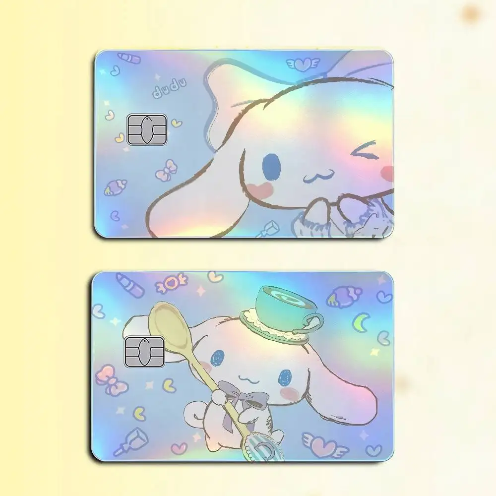 C-Cinnamoroll Laser Holographic Card Skin Sticker For Credit Debit Cards - 4pcs/Set Waterproof Scratch-Resistant Protector