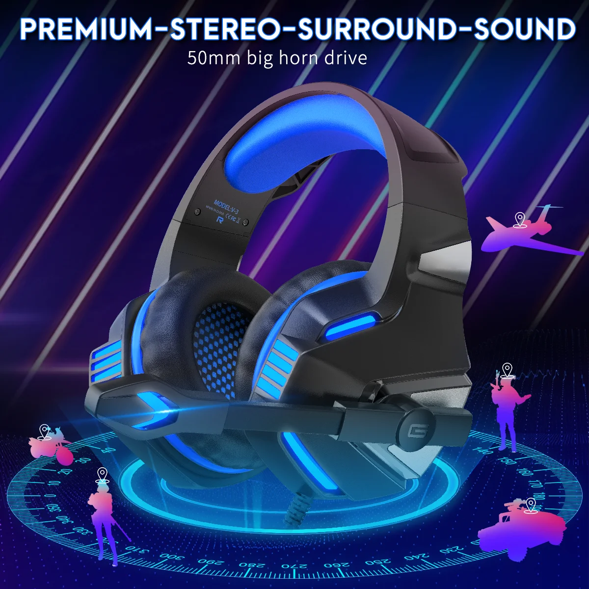 Headset 3.5mm Surround Stereo Wired Gaming Headphones with Mic Soft Earmuffs for PC Laptop Kids for School Toddler