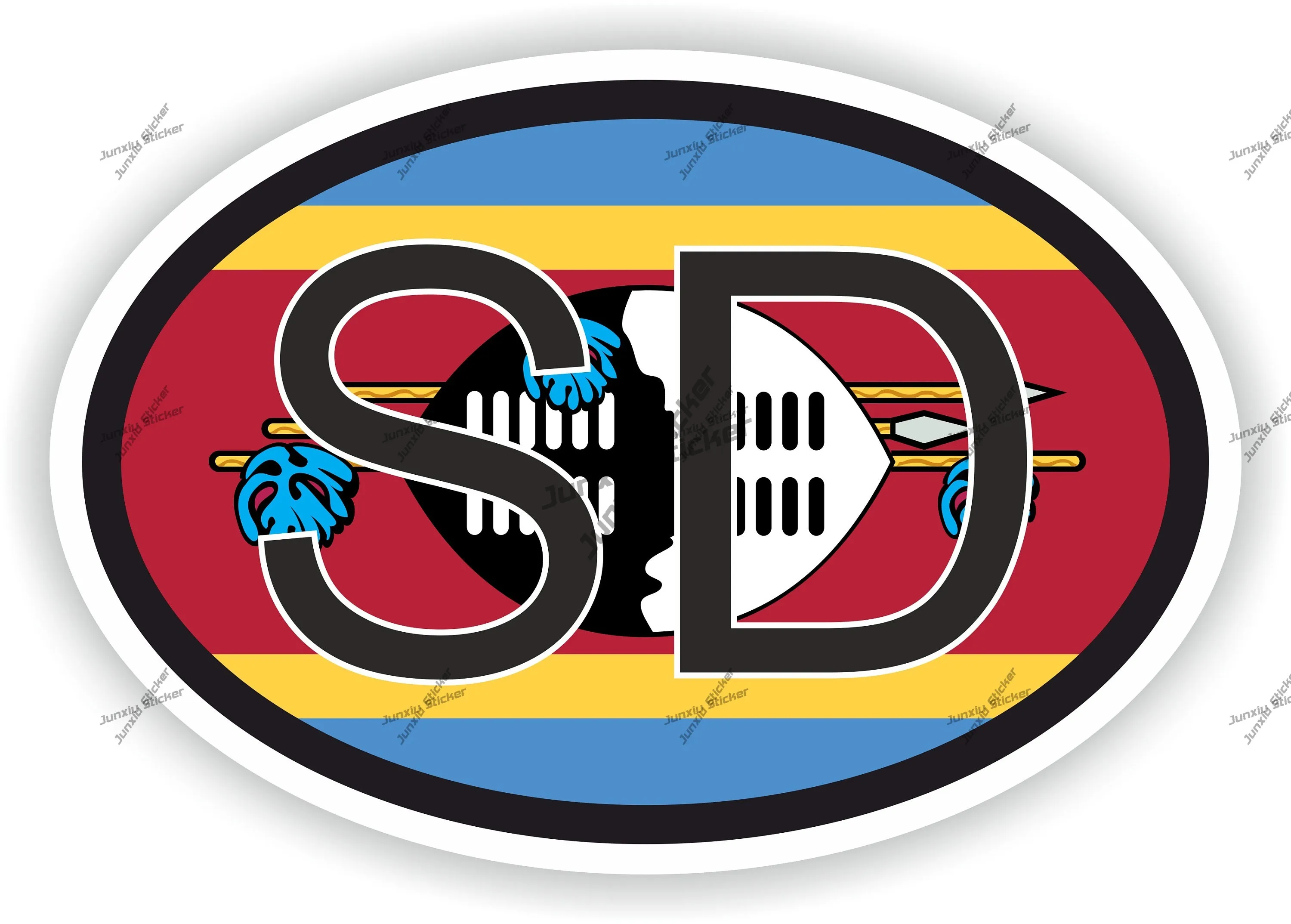 

Swaziland Sd Flag Country Code Oval Sticker Waterproof Exterior Car Stickers Rear Windshield Phone Trunk Guitar Pickup