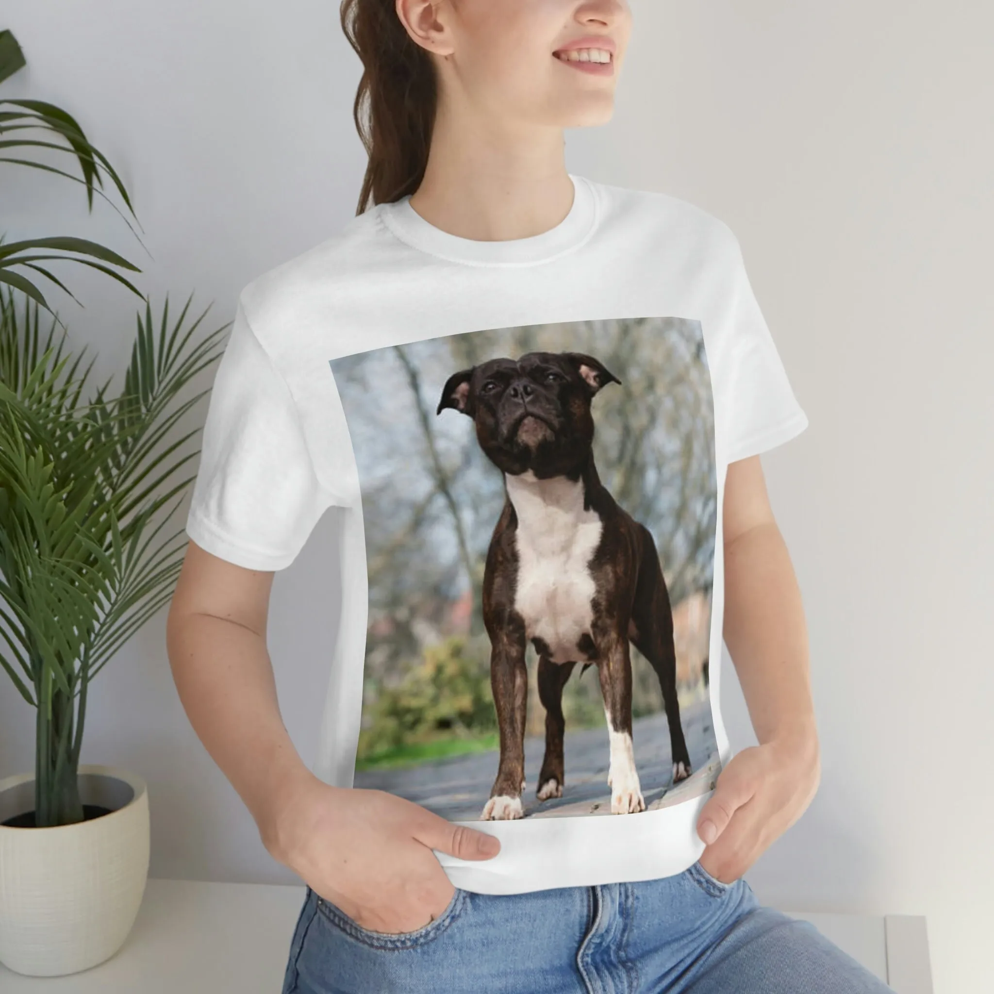 

Staffordshire bull terrier T Shirt Jersey dog lovers staffy top staff gift