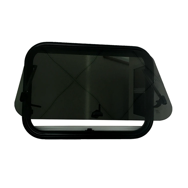 Camper Caravan RV Aluminium Alloy 4mm Tempered Glass Push Out Window With Blind Curtain And Fly Screen