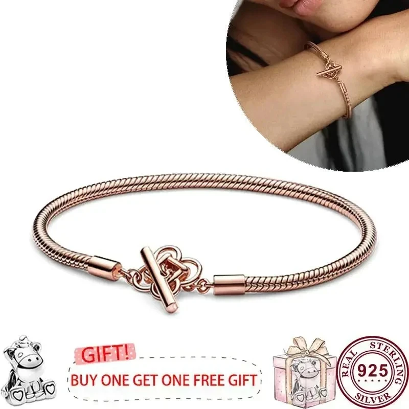 New 100% S925 sterling silver lucky meteor concentric knot women's leather knitted logo bracelet DIY charm jewelry