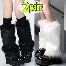 1/2pairs Y2K Spicy Girls Imitation Rabbit Fur Grass Leg Covers Plush Thickened Velvet Subcultural Tubing Stacked Furry Leg