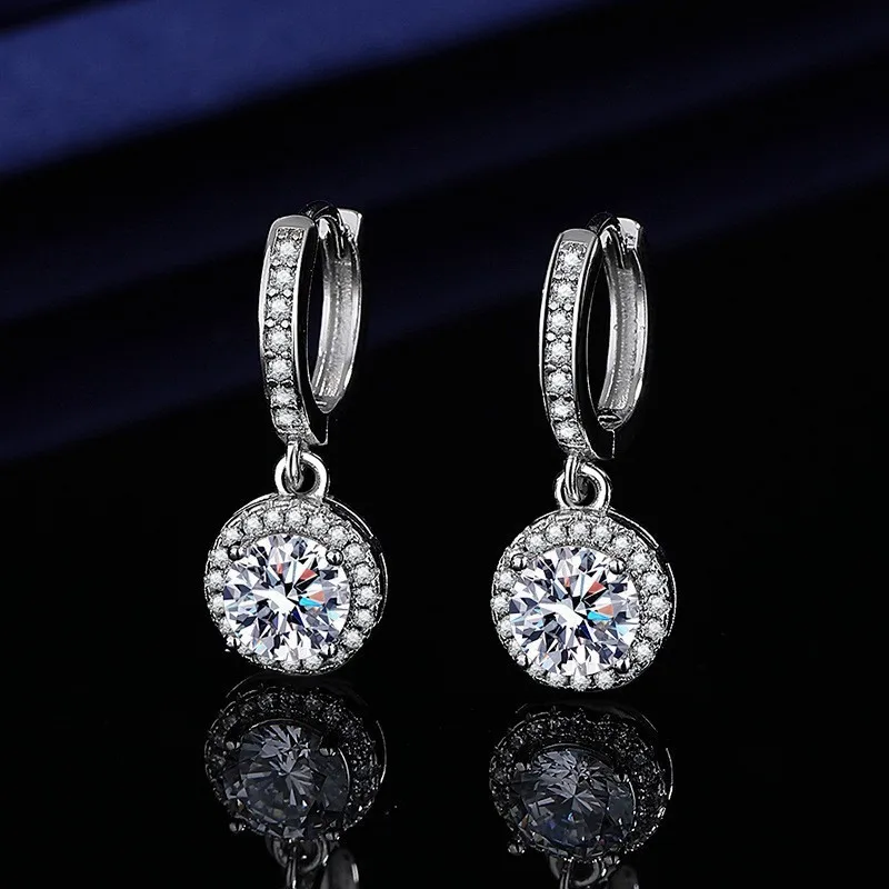 

BR 1CT 925 Pure Silver Oval Earrings with D VVS1 Moissanite Stud Jewelry