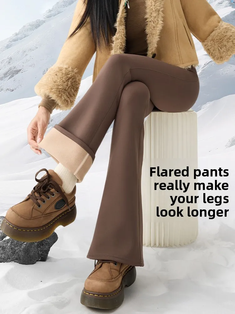 Schlankmachende Arkskin-Hose, hoch taillierte Yoga-Hose, verdickter Kaninchen-Samt, warme Oberbekleidung, langes Bein und Glocken-Bot