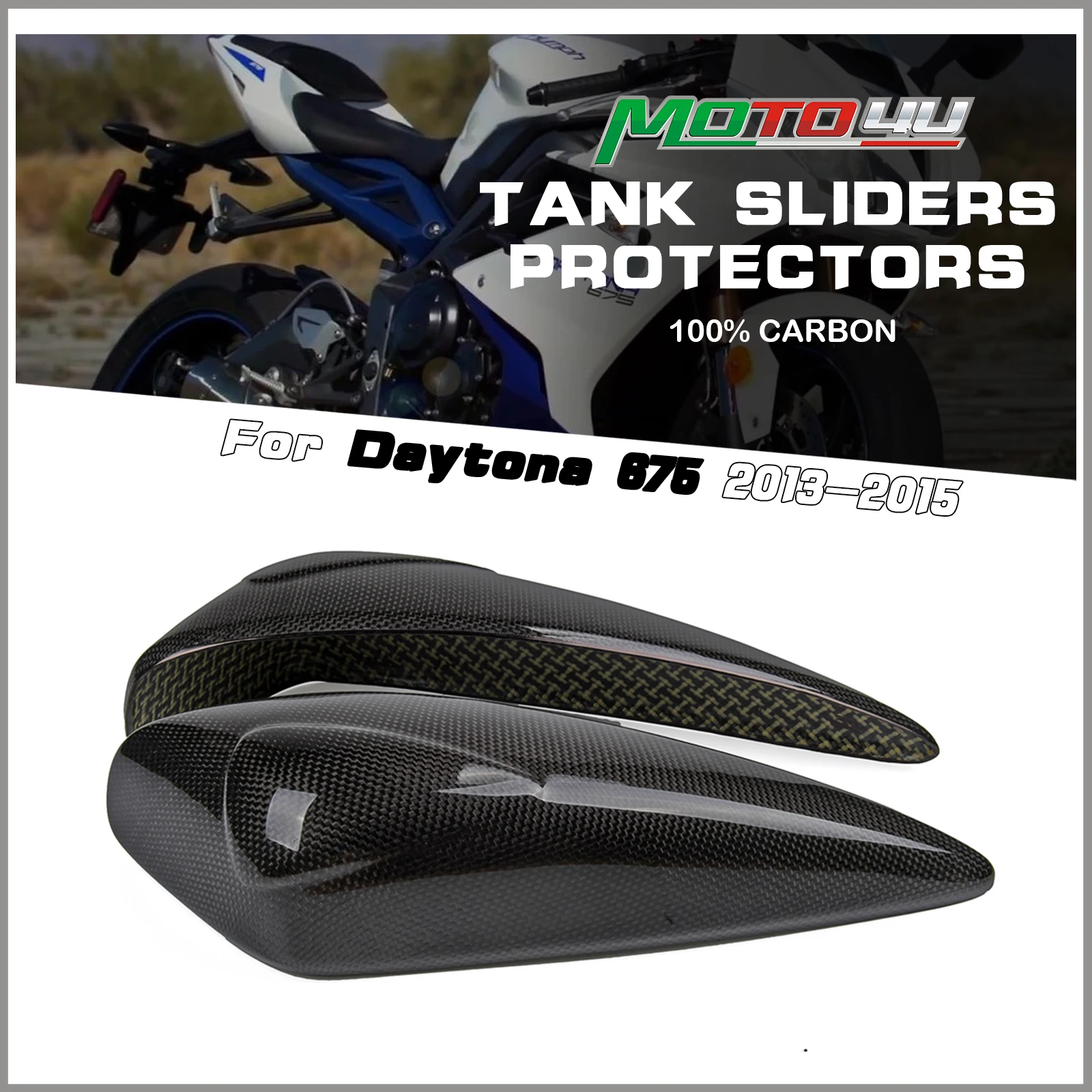 

100% Carbon Fiber Tank Sliders Protectors Motorcycle Accessories For TRIUMPH Daytona 675 2013 2014 2015